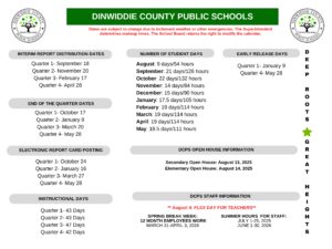 Dinwiddie County public schools calendar