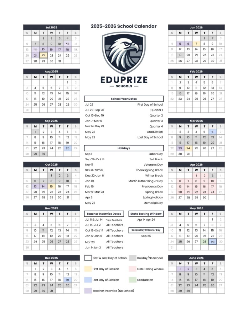 EDUPRIZE SCHOOLS CALENDAR