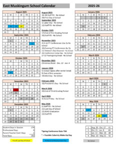 East Muskingum School calendar revised