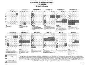 East Valley School District WA Calendar