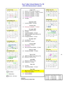 East Valley School District WA Calendar