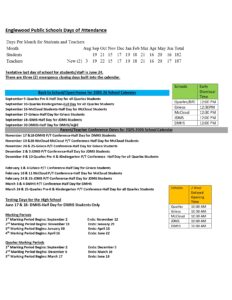 Englewood Public Schools calendar