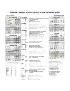 Evesham Township School District calendar