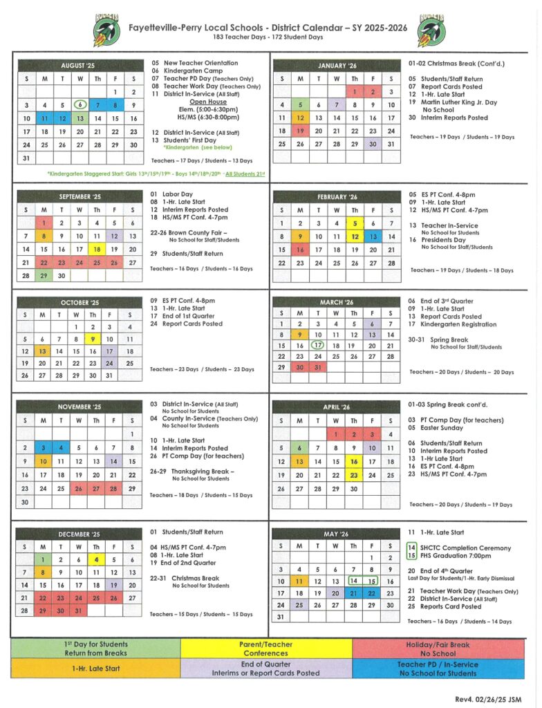 Fayetteville-Perry Local Schools Calendar