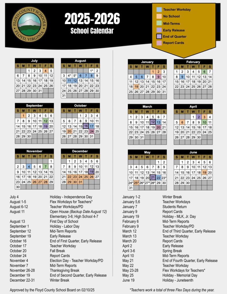 Floyd County Schools calendar