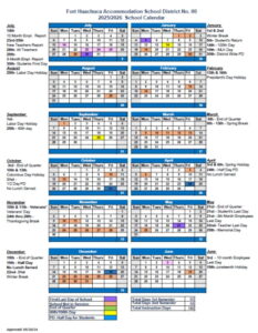 Fort Huachuca Accommodation School District calendar