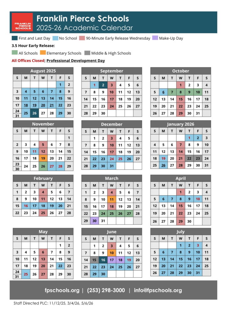 Franklin Pierce Schools Calendar