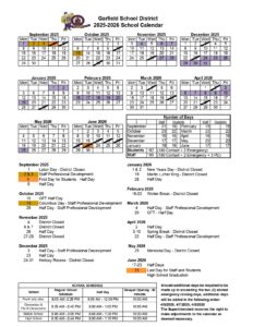 Garfield School District calendar 25-26