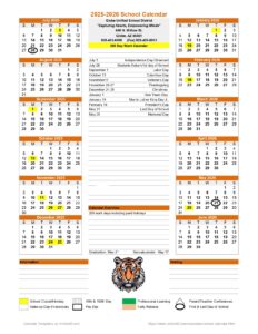 GLOBE HIGH SCHOOL CALENDAR