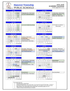 HANOVER TOWNSHIP PUBLIC SCHOOLS CALENDAR