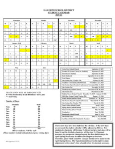 Haworth Public School Calendar