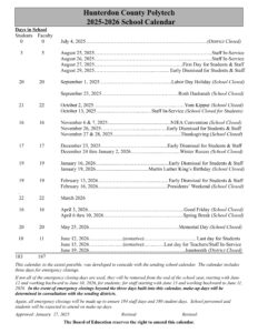 Hunterdon County Vocational School District calendar