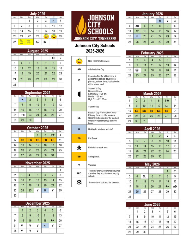 johnson city school calendar