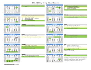 King George county schools calendar