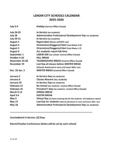 LENOIR CITY SCHOOLS calendar