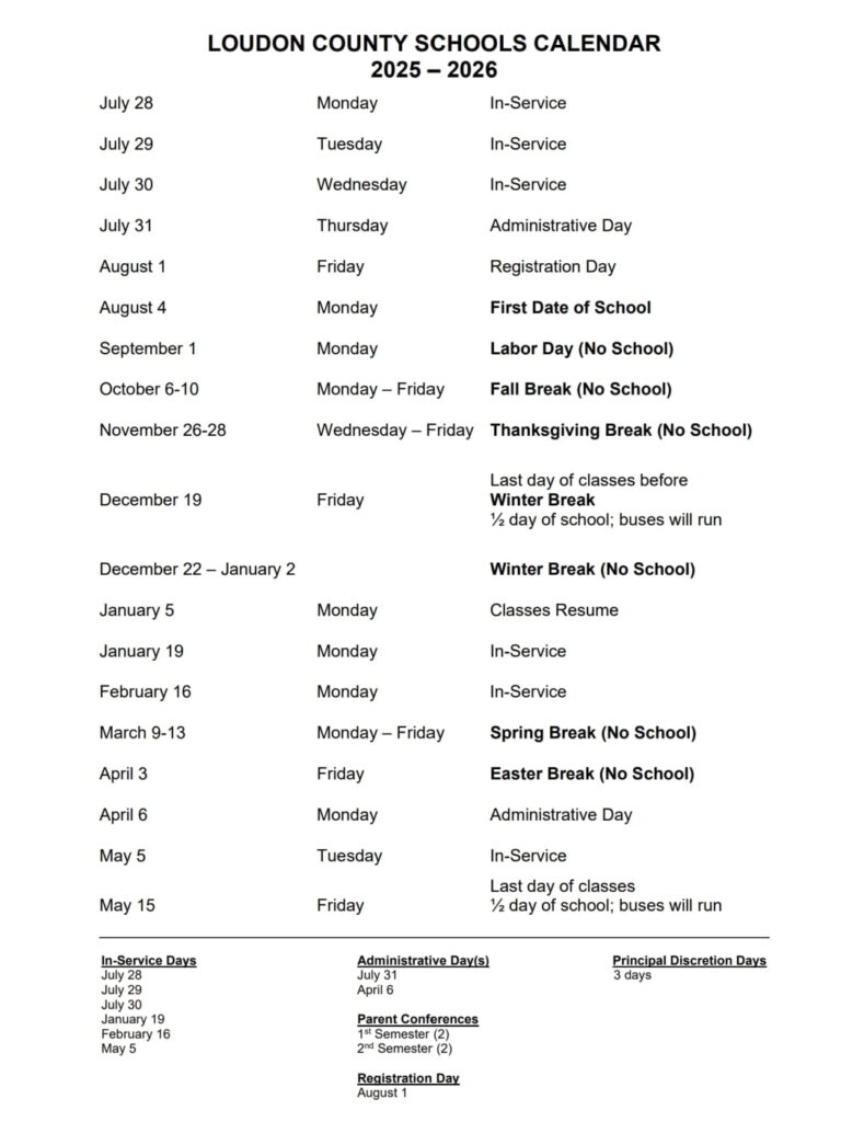 Loudon County Schools, TN CALENDAR