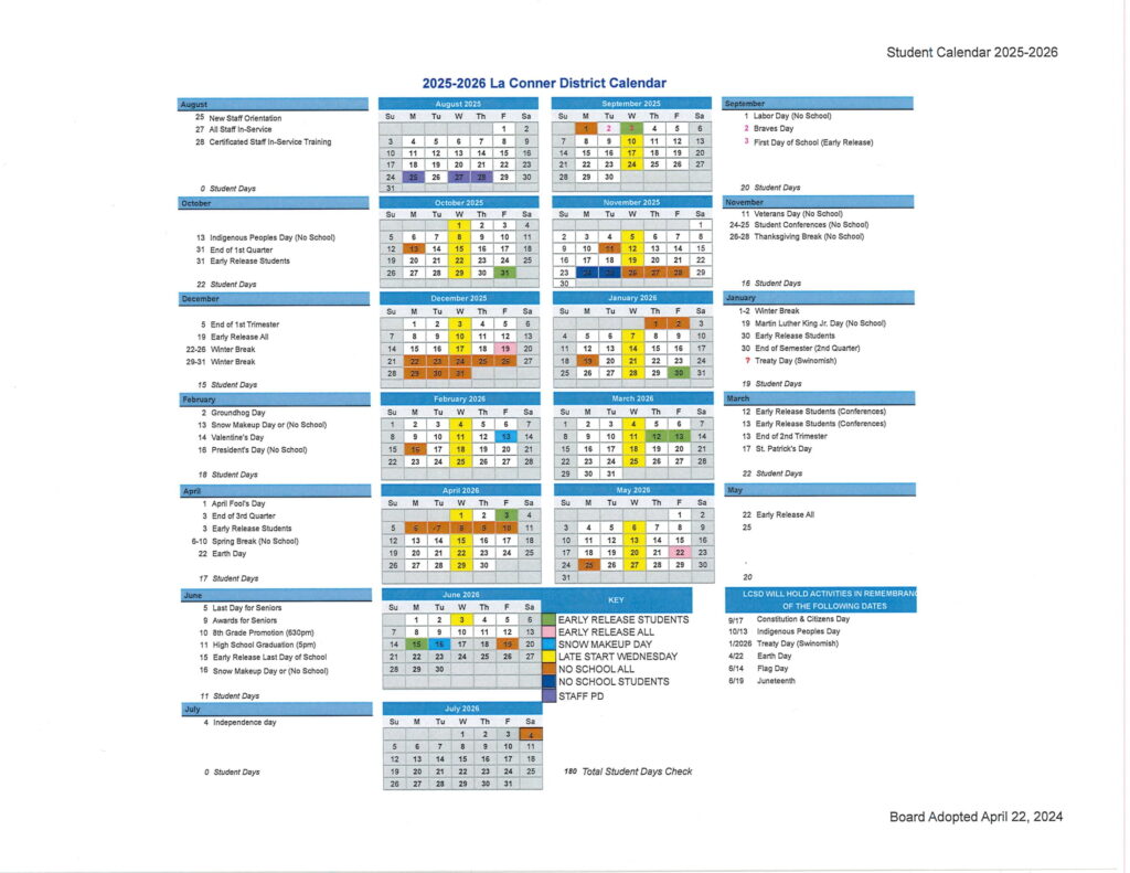 La Conner Schools CALENDAR