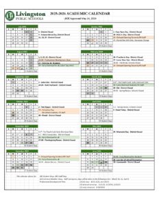 Livingston Public Schools calendar