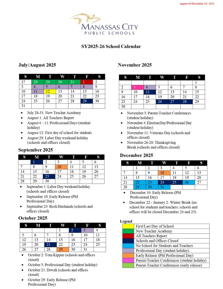 Manassas City Public Schools Calendar 25 26 Revised pdf EduCounty