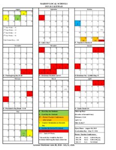 Marion Local schools calendar