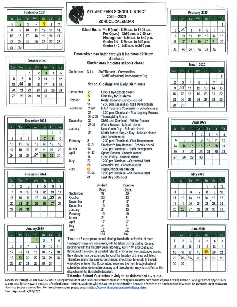 midland park public schools calendar