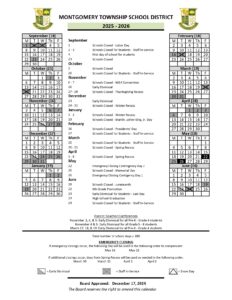 Montgomery Township School District calendar