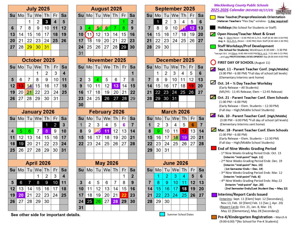 Mecklenburg County Public Schools Calendar