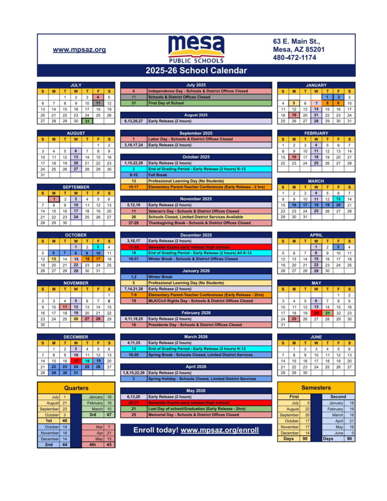 Mesa public school calendar