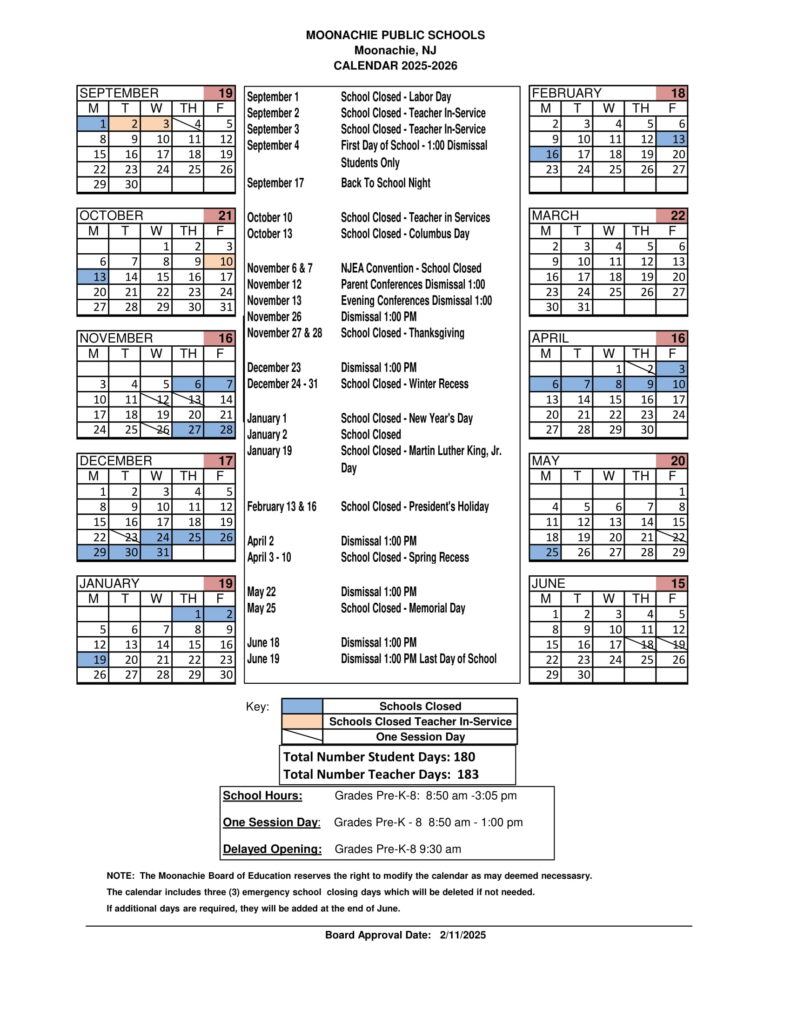 moonachie school calendar