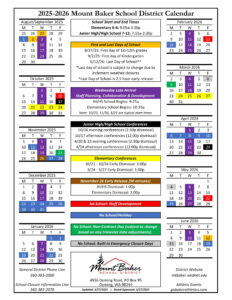 Mount Baker school calendar