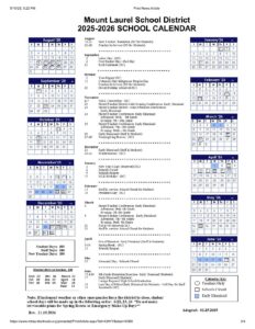 MOUNT LAUREL SCHOOLS CALENDAR
