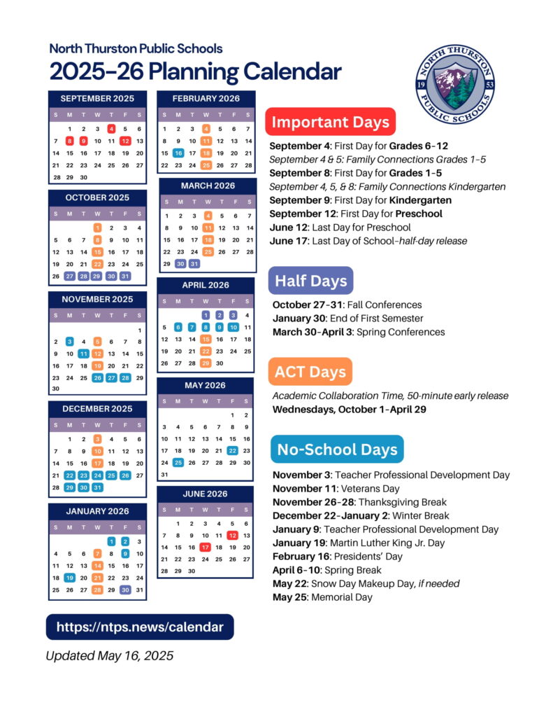 North Thurston Public Schools calendar