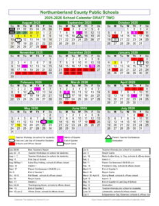 Northumberland County Public Schools calendar
