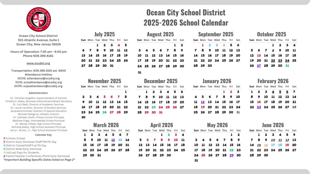 Ocean City School District calendar