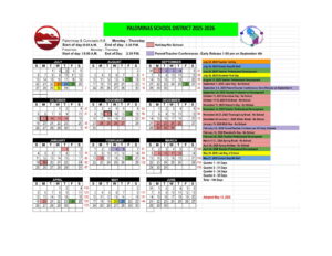 Palominas School district Calendar