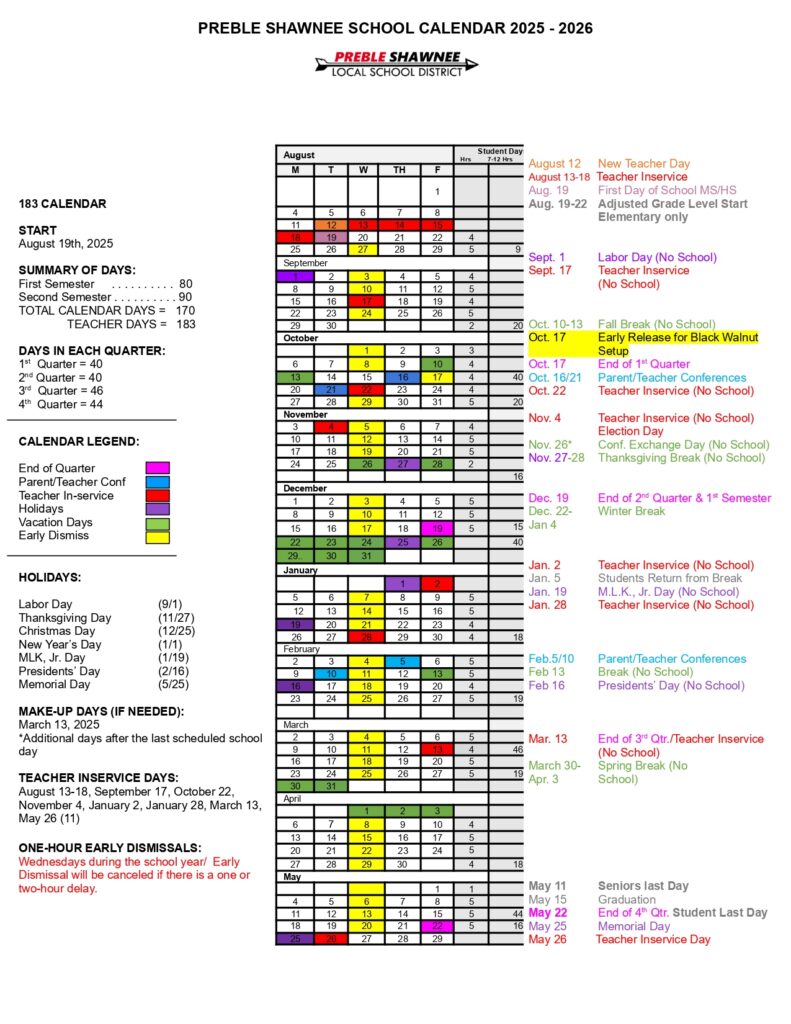 PREBLE SHAWNEE LOCAL SCHOOL DISTRICT