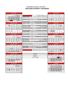 Prosser School District calendar