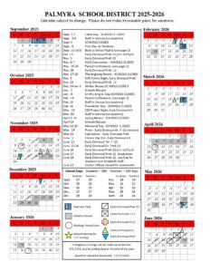 Palmyra School District Calendar