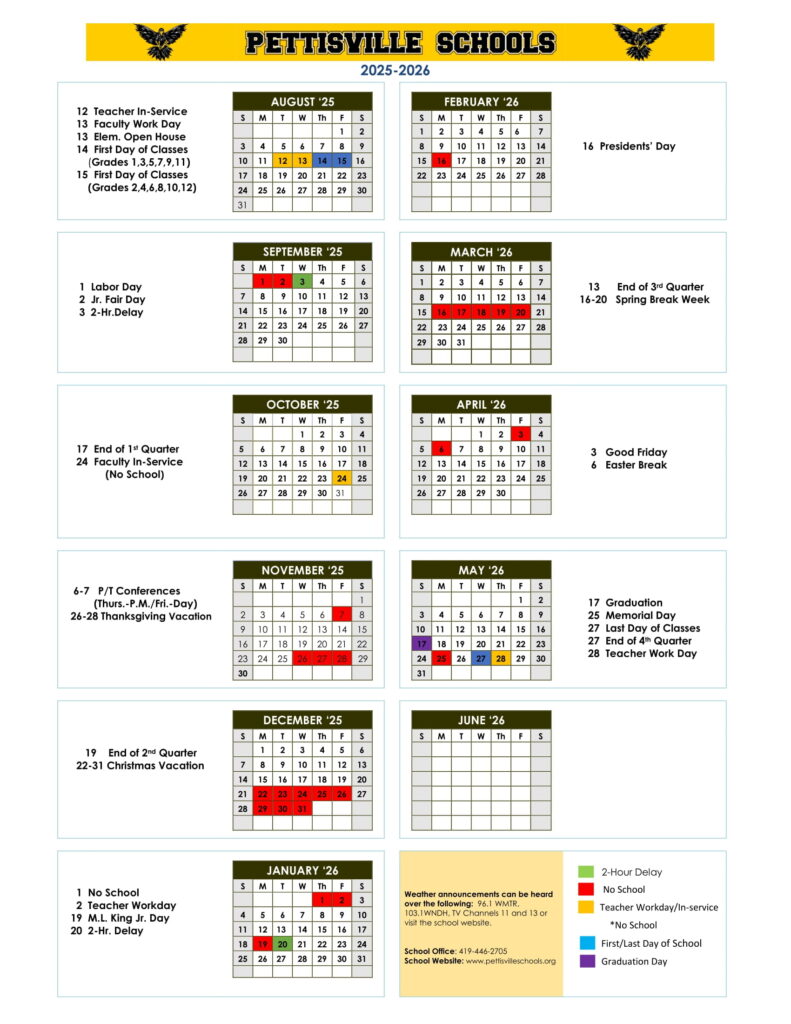 Pettisville Schools calendar revised