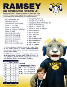 RAMSEY SCHOOL DISTRICT CALENDAR