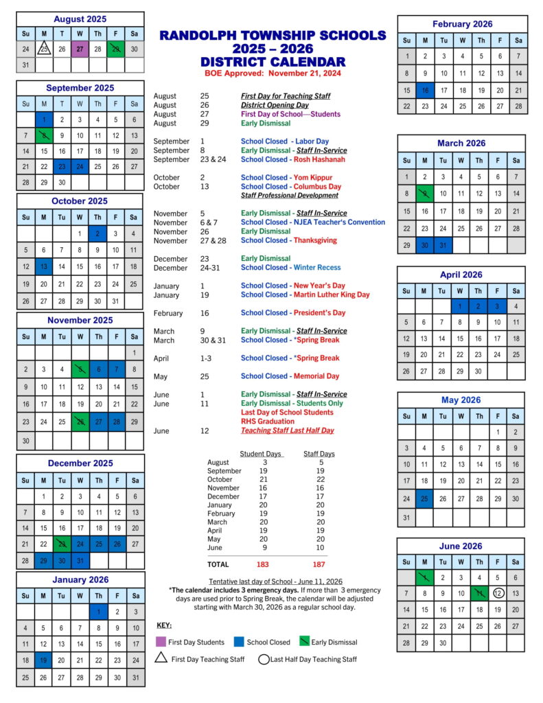 RANDOLPH SCHOOLS calendar