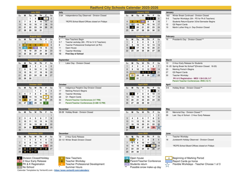 Radford City Schools CALENDAR