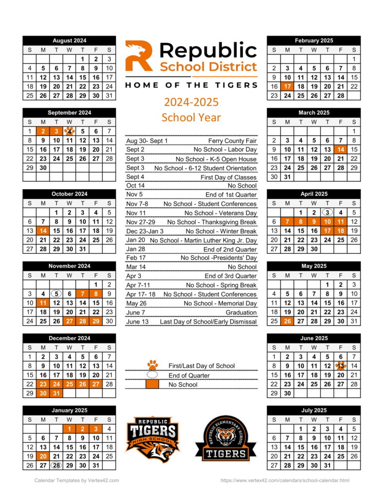Republic School District WA Calendar