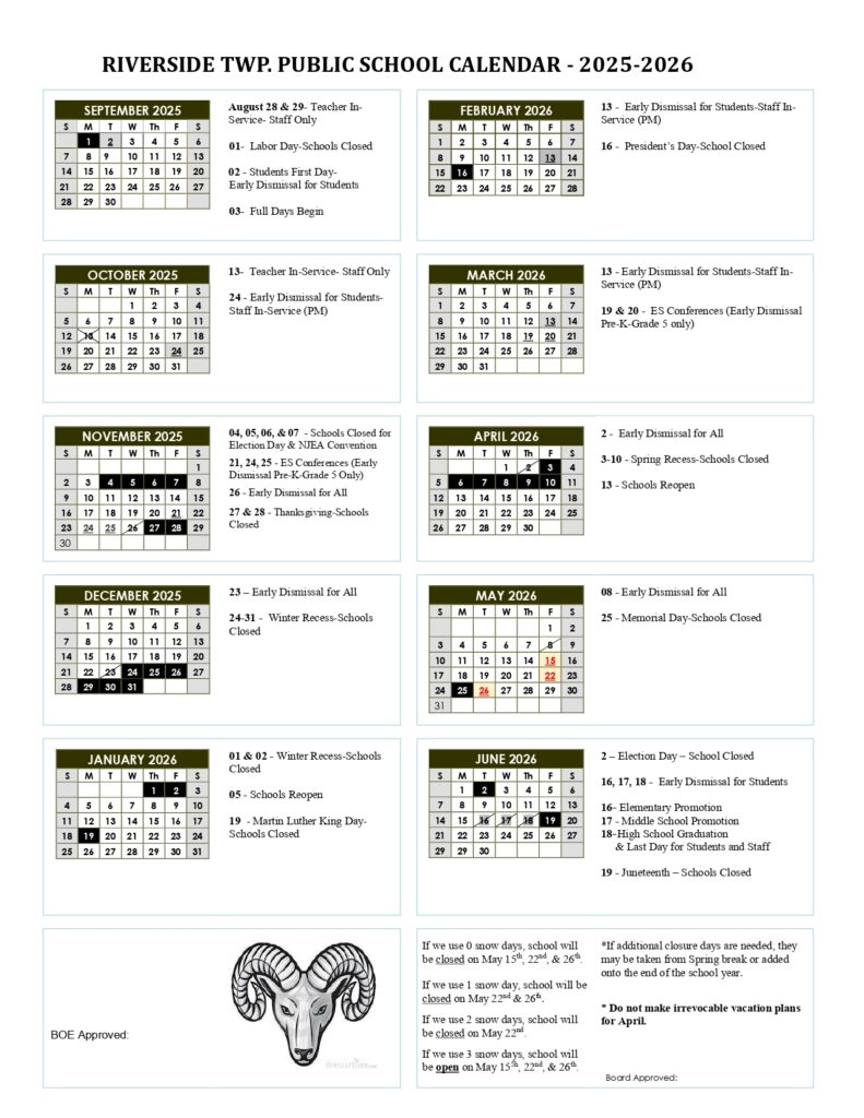 riverside township school district calendar