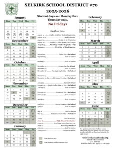 Selkirk School District Calendar