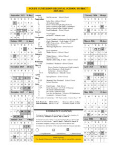 SOUTH HUNTERDON REGIONAL SCHOOL DISTRICT calendar