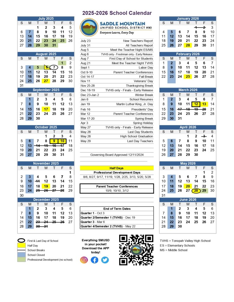 Saddle Mountain Unified School CALENDAR