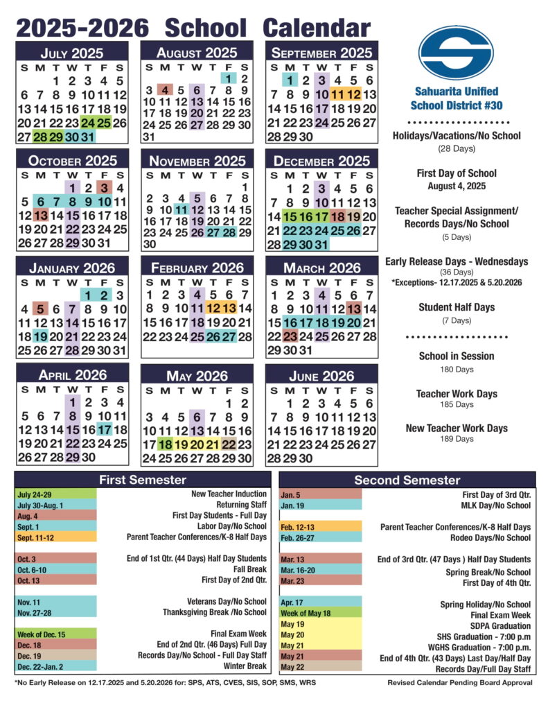 Sahuarita Unified School District calendar