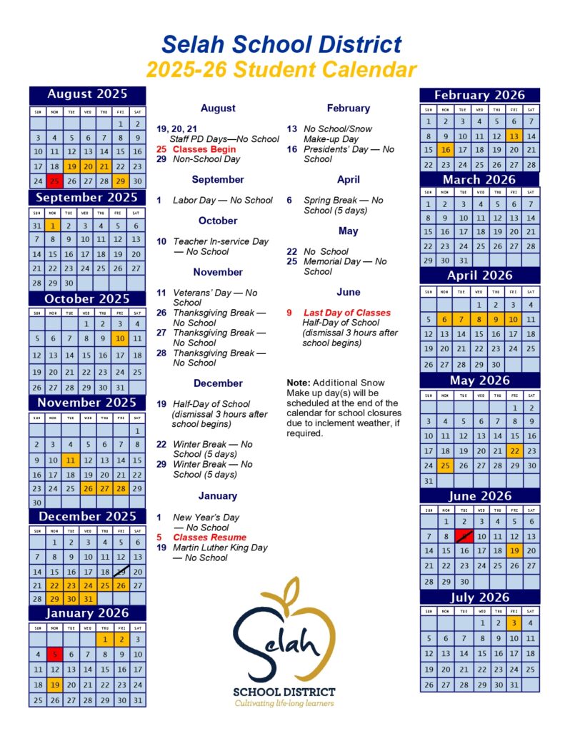 Selah School District 119 CALENDAR