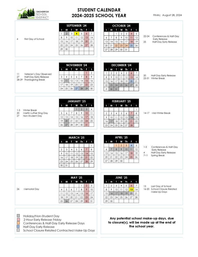 Snohomish School District calendar
